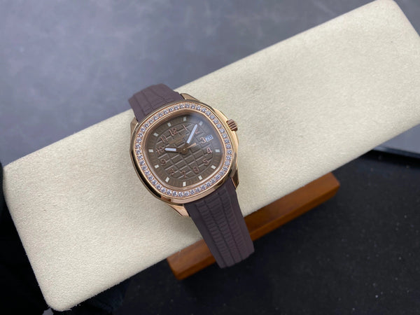 Patek Philippe Aquanaut 38.8mm Rose Gold Case Brown Rubber Strap