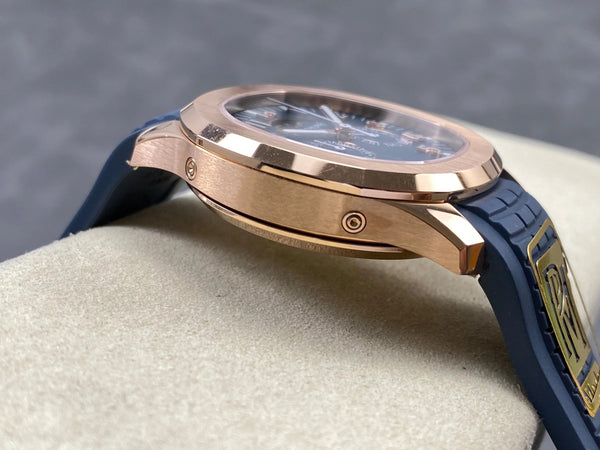Patek Philippe Aquanaut Luce Annual Calendar 40mm Rose Gold Case Blue Rubber Strap
