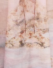 ROBE MIDI EN SOIE ZIMMER BLEU-VERT PASTEL ET VIOLET CLAIR