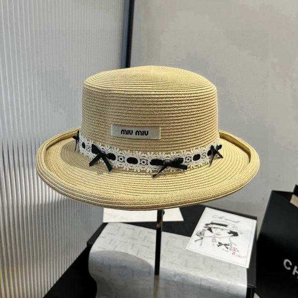 MM SMALL BRIM CURVED STRAW HAT IN BEIGE