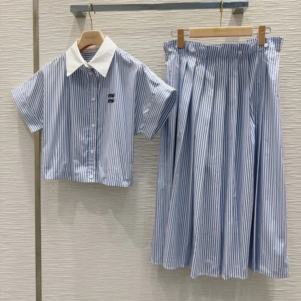 MIUMIU SHIRT AND SKIRT SET STYLE 9