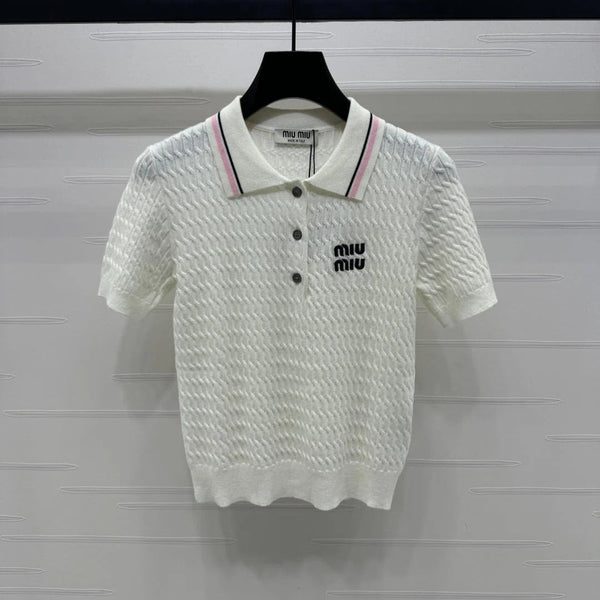 POLO IN MAGLIA MIUMIU BIANCA 274837