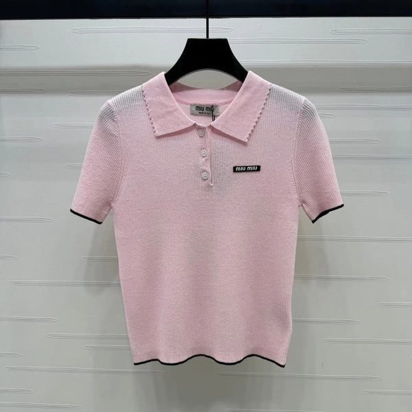 POLO IN MAGLIA A MANICHE CORTE MIUMIU 269423
