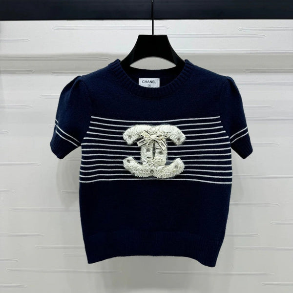 CHANEL TOP IN MAGLIA A MANICHE CORTE CON MANICHE A SBUFFO 274951
