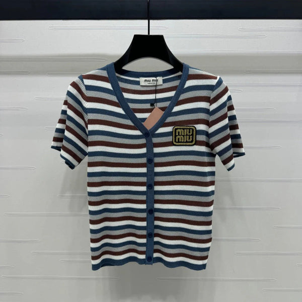 MIUMIU CARDIGAN IN MAGLIA A MANICHE CORTE 274943