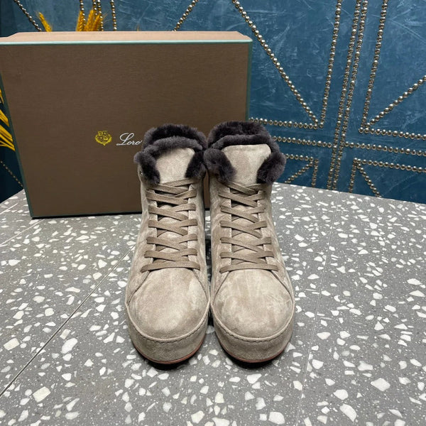 LP WINTER NUAGES Baskets montantes en agneau gris clair