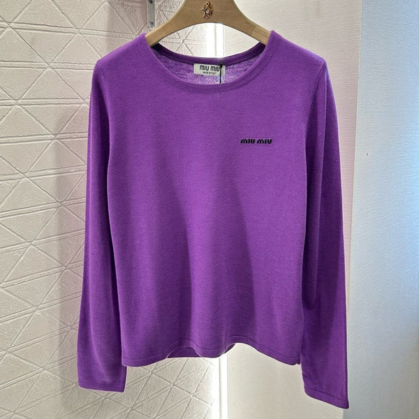 TOP IN MAGLIA CON LOGO E TESTO MIU 25S 265531