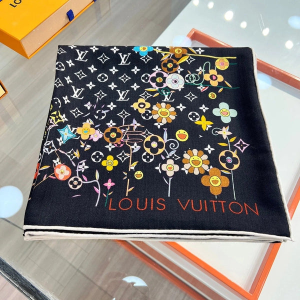 LV SCARF 135 CM IN WOOL MIX SILK 715459