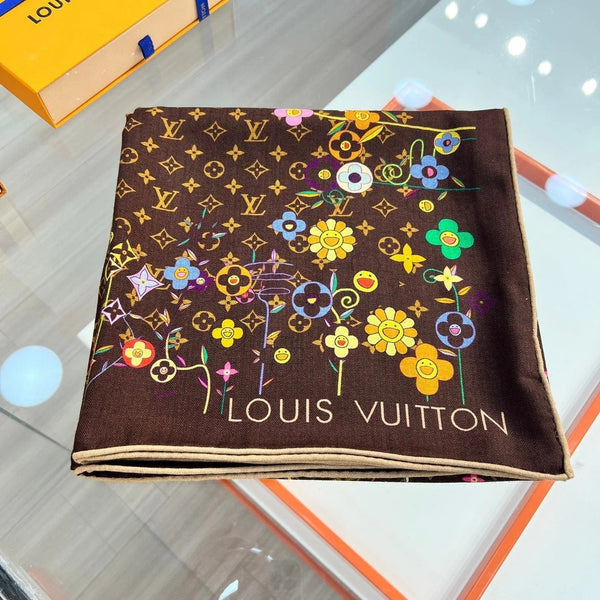 LV SCARF 135 CM IN WOOL MIX SILK 715457