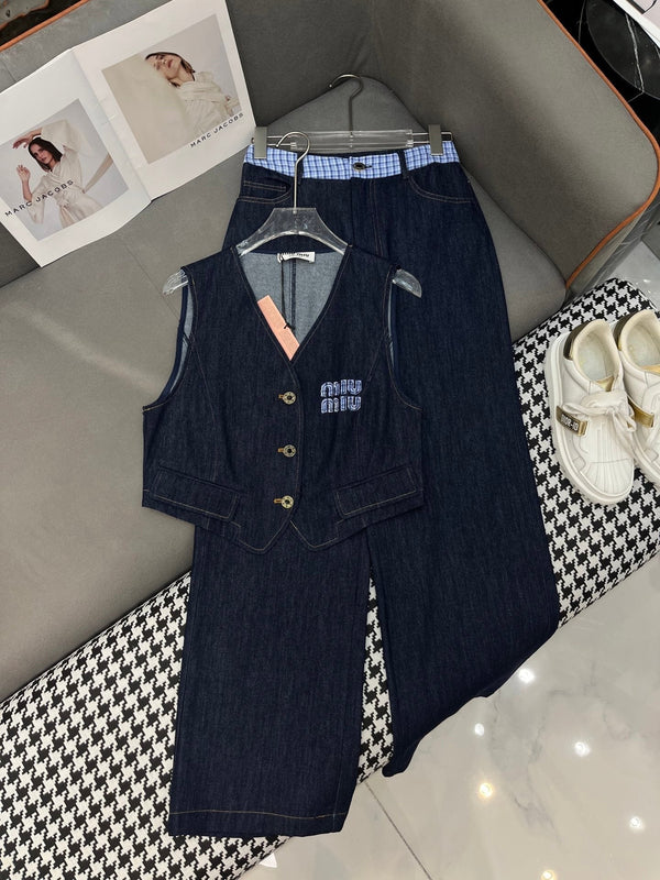 SET TOP SENZA MANICHE E PANTALONI IN DENIM 263282