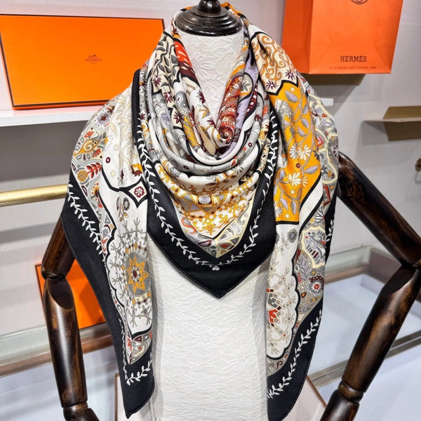 HERMES 25S SCARF 135 IN CASHMERE SILK 706586