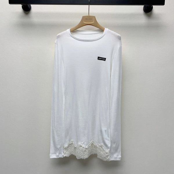 MIUMIU T-SHIRT LEGGERA E TRASPIRANTE IN PIZZO 268130