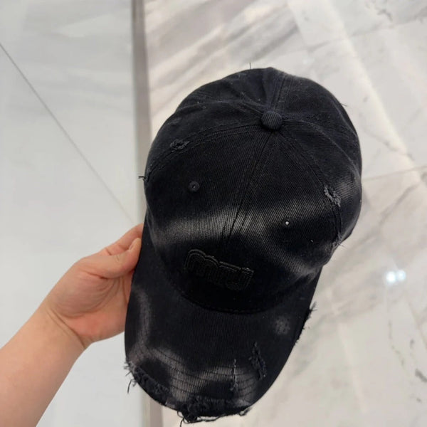 CAPPELLINO DA BASEBALL MM IN TESSUTO NERO EFFETTO ANTIQUATO STILE 4