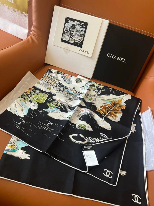 CHANEL 25S SCARF 90 IN SILK 715642