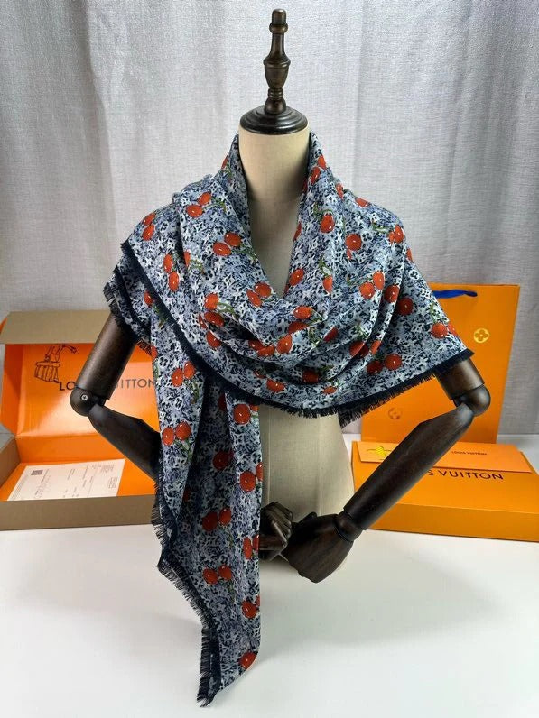 LV SCARF 140 CM IN SILK-CASHMERE BLEND 709636