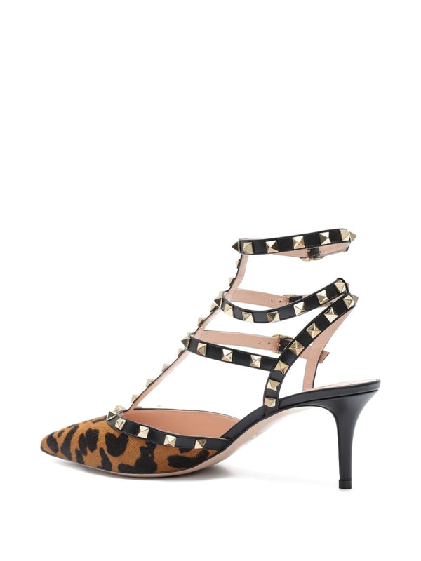 VT Sandales à talons Rockstud 65 en poulain imprimé léopard EUR145,00€