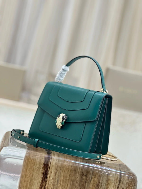 Bvlgari 2025 Sac Serpenti Forever 18 cm en cuir de veau vert émeraude