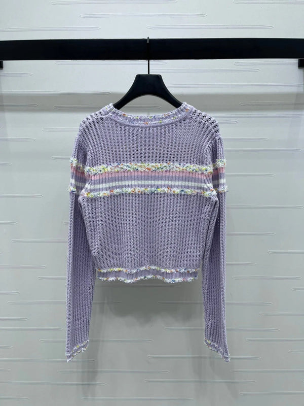 CHANEL 25S PULL À MANCHES LONGUES EN MAILLE AJOURÉE STYLE 163