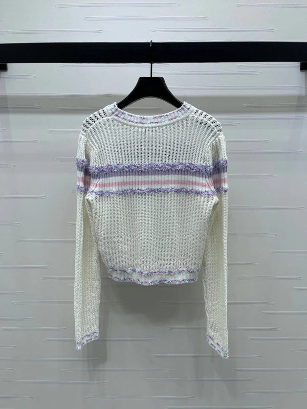 CHANEL PULL EN MAILLE AJOURÉE À MANCHES LONGUES 25S STYLE 161