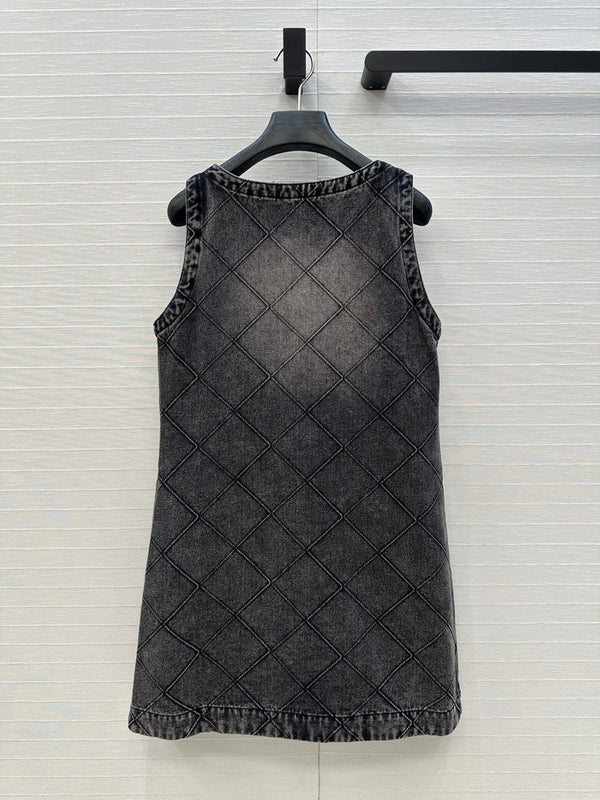 CHANEL DENIM VEST DRESS WITH DIAMOND PATTERN 276108