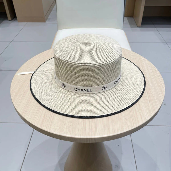 FLAT STRAW HAT IVORY 672723