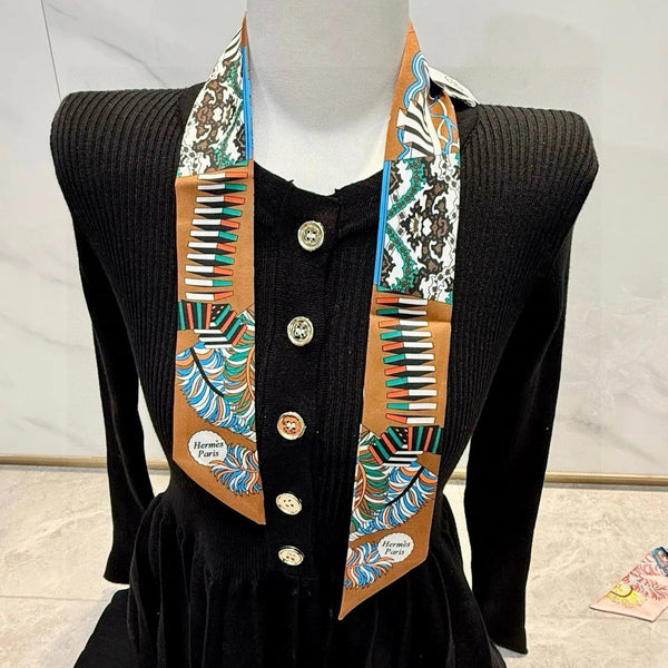 HERMES 25S SILK NECKERCHIEF 86 IN SILK 714345