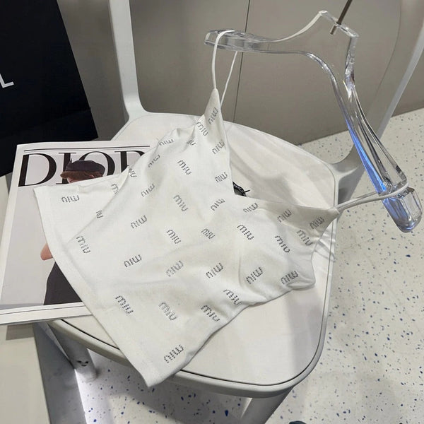 CAMI TOP 640628 IN WHITE COTTON RIBBED KNIT