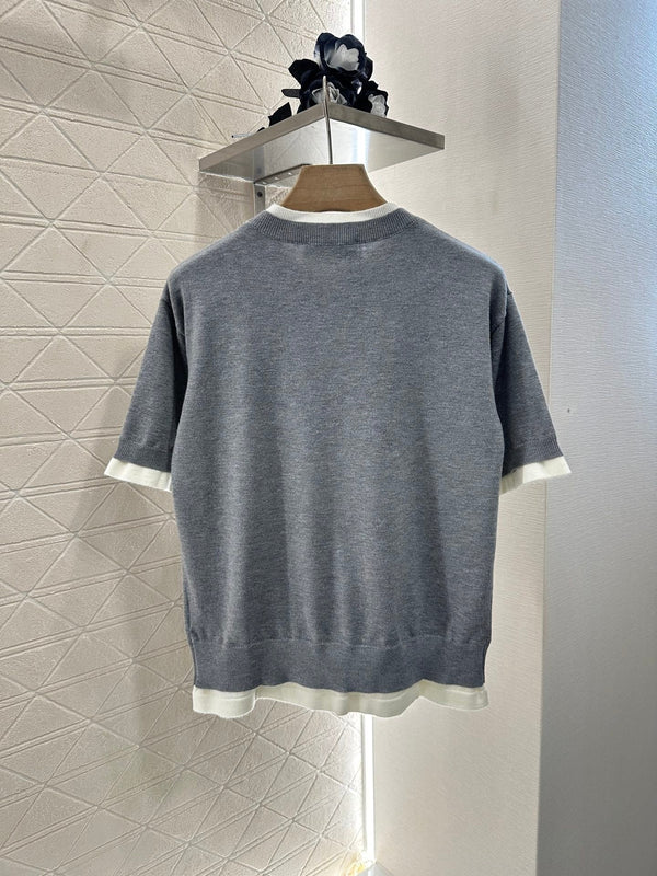 MIUMIU TOP IN MAGLIA A MANICHE CORTE 276490