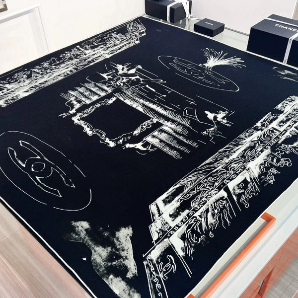 CHANEL 25S SCARF 135 IN CASHMERE SILK 737229