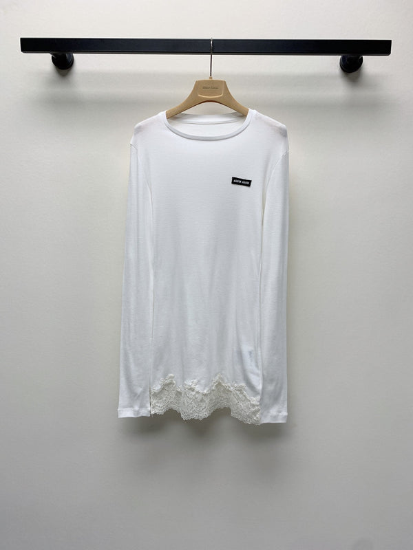 MIUMIU LIGHTWEIGHT BREATHABLE LACE TEE 268130