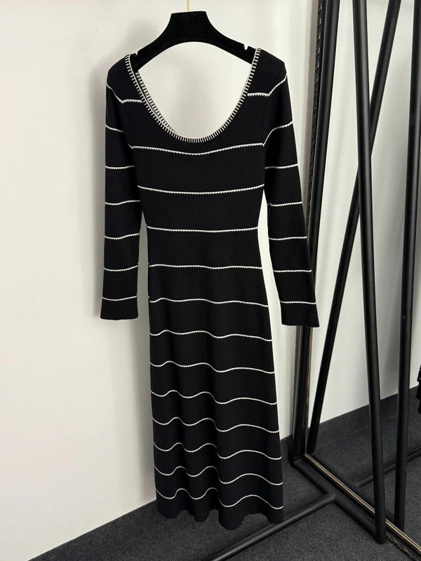 CHANEL 25S STRIPED KNIT SWEATER DRESS 335