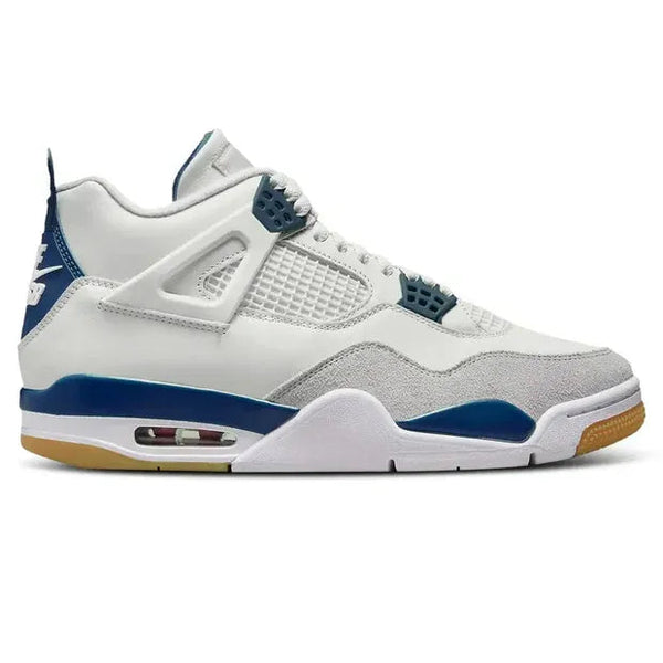 Nike SB x Air Jordan 4 White Navy Blue Gray Suede Leather