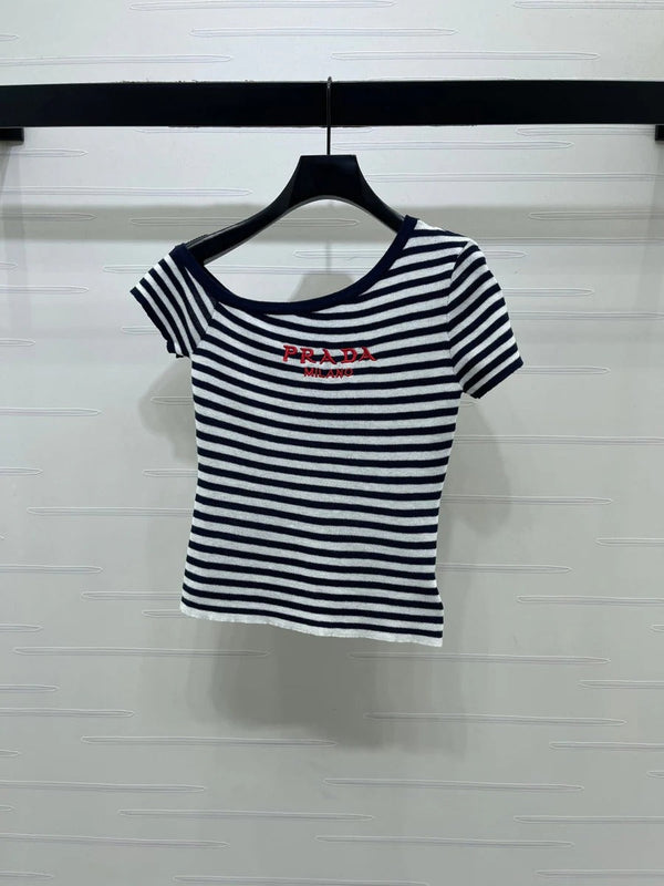 Pra 2026 One-shoulder Knit Short-sleeved Top Cotton 391450