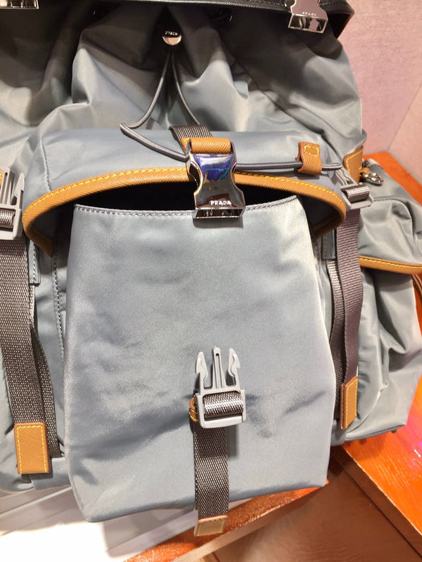 Prada 2026 Black Beige and Grey Fabric With Saffiano Leather 351880