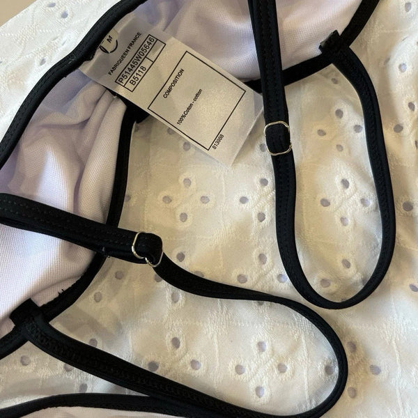 CC BIKINI SWIMSUIT SET IN WHITE AND BLACK TRIM 594786