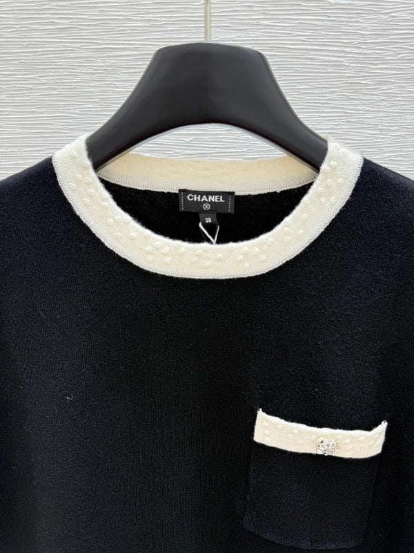 CC SHORT-SLEEVE CREW NECK KNIT TOP 267987