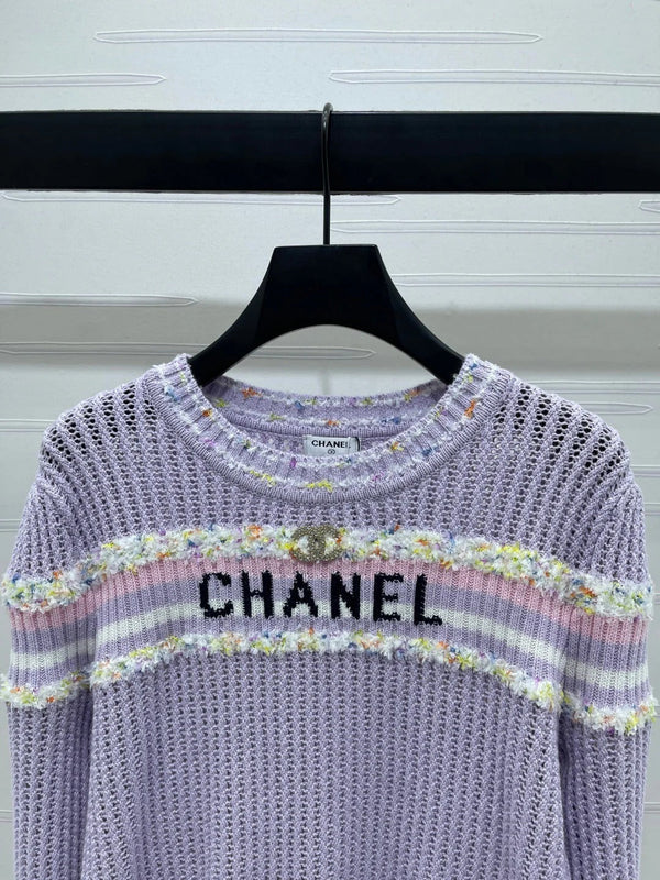 CHANEL 25S PULL À MANCHES LONGUES EN MAILLE AJOURÉE STYLE 163