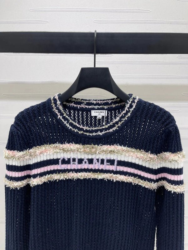CHANEL PULL EN MAILLE AJOURÉE MANCHES LONGUES STYLE 162 COLLECTION 25S
