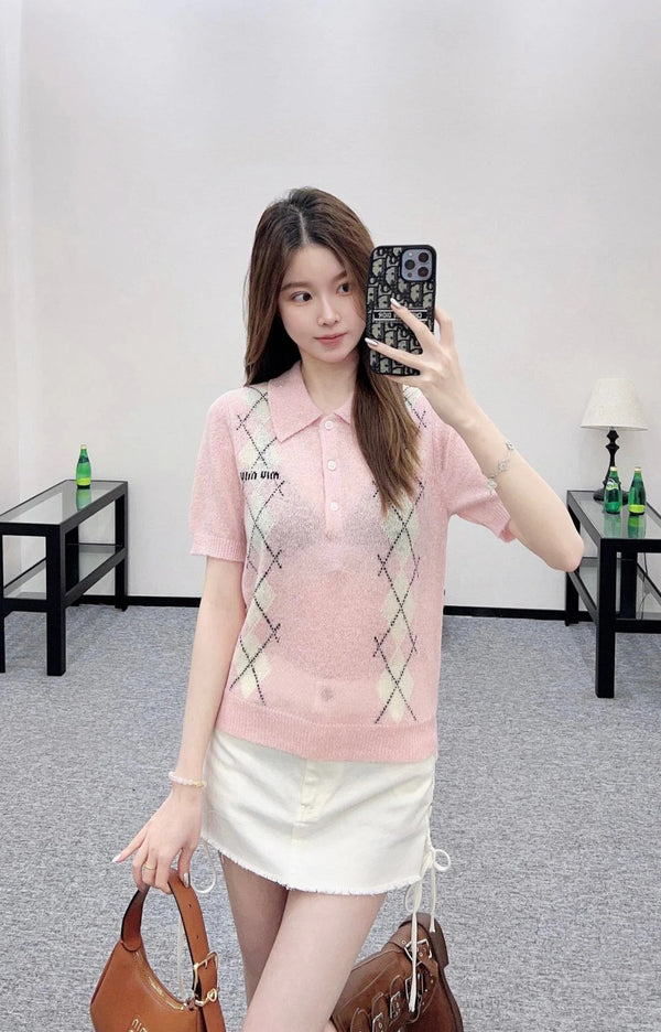 MIUMIU SHORT-SLEEVE KNIT TOP STYLE 24