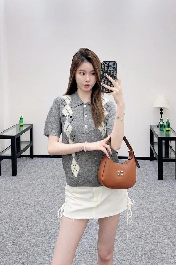 MIUMIU SHORT-SLEEVE KNIT TOP STYLE 23