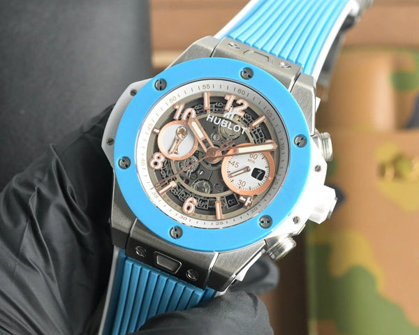 Hublot Big Bang Unico 45mm Blue Benzel Titanium Case Blue Rubber Strap