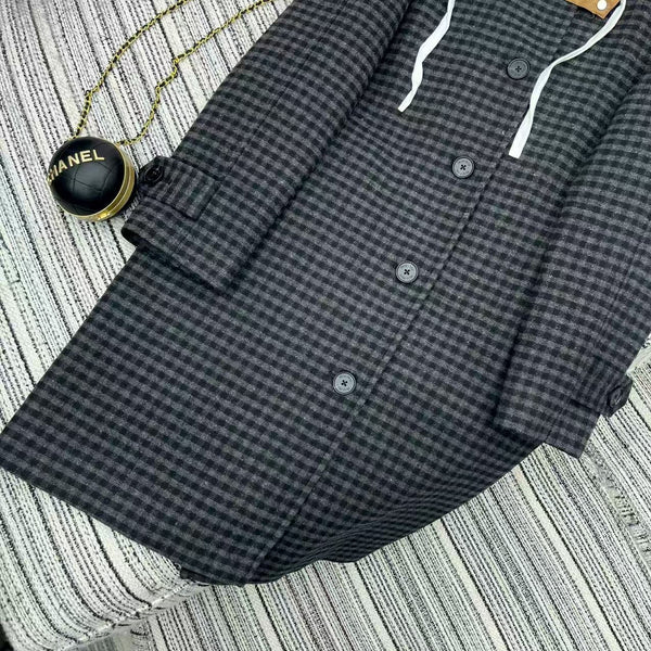 MIUMIU HOODED LONG CHECKED COAT STYLE 30