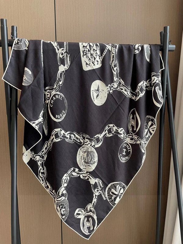 CHANEL 25S SCARF 140 IN CASHMERE SILK 733891