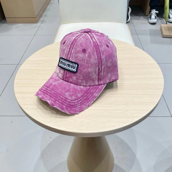 CAPPELLINO DA BASEBALL IN TESSUTO EFFETTO ANTIQUATO MM ROSA CON LOGO RICAMATO