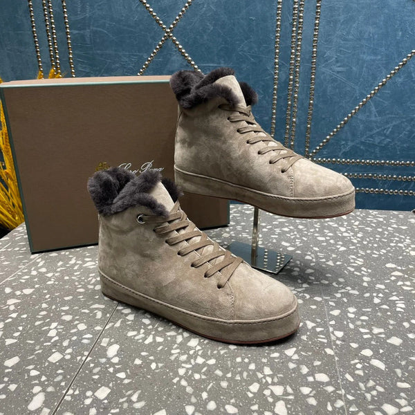 LP WINTER NUAGES Baskets montantes en agneau gris clair