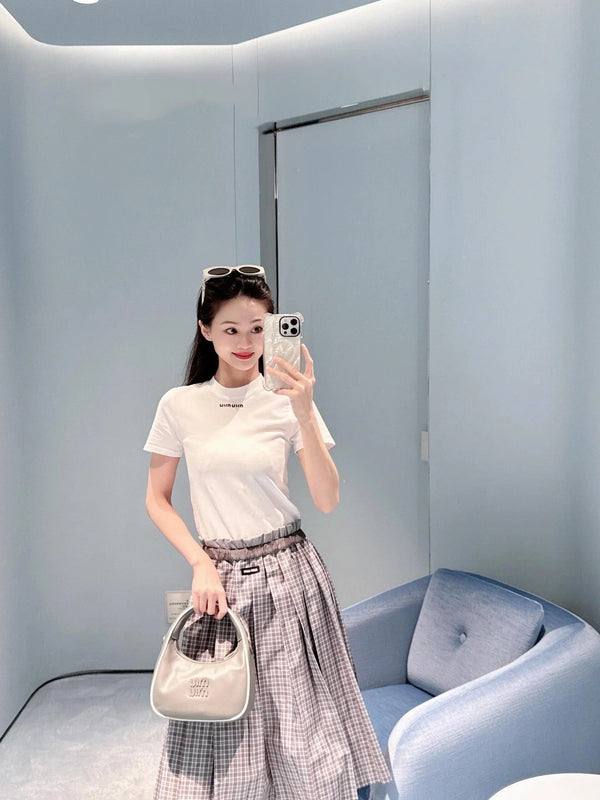 JUPE PLISSÉE À CARREAUX MIUMIU STYLE 718