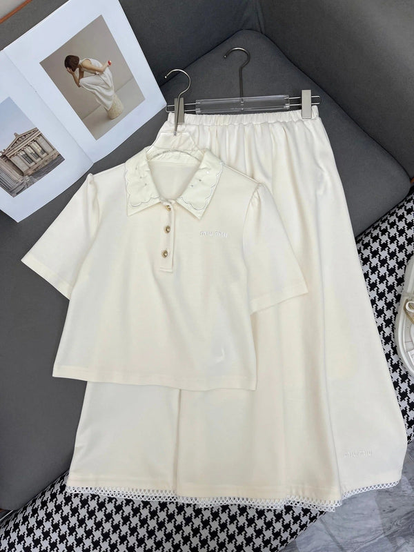 ELEGANT SET – TOP WITH FLOWY A-LINE SKIRT