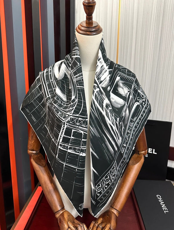 CHANEL 25S SCARF 90 IN SILK 002