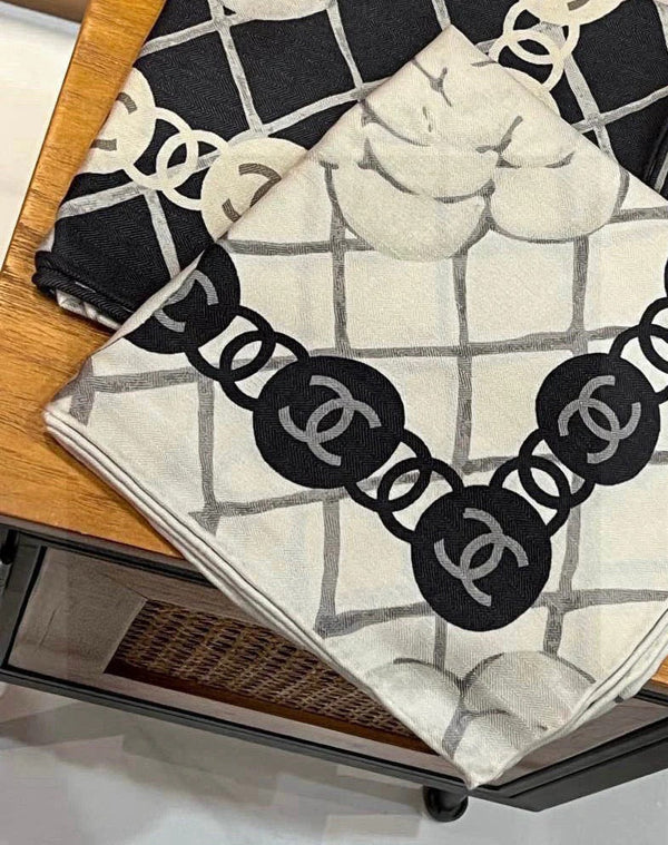 CHANEL 25S SCARF 110 IN CASHMERE SILK 730602