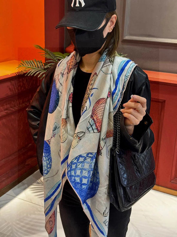 LV SCARF 140 CM IN WOOL MIX SILK 735798